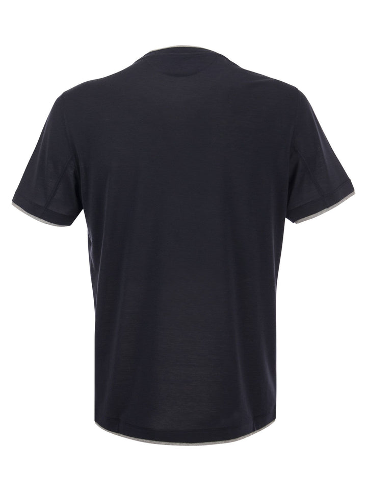 Brunello Cucinelli Men Silk And Cotton T-Shirt