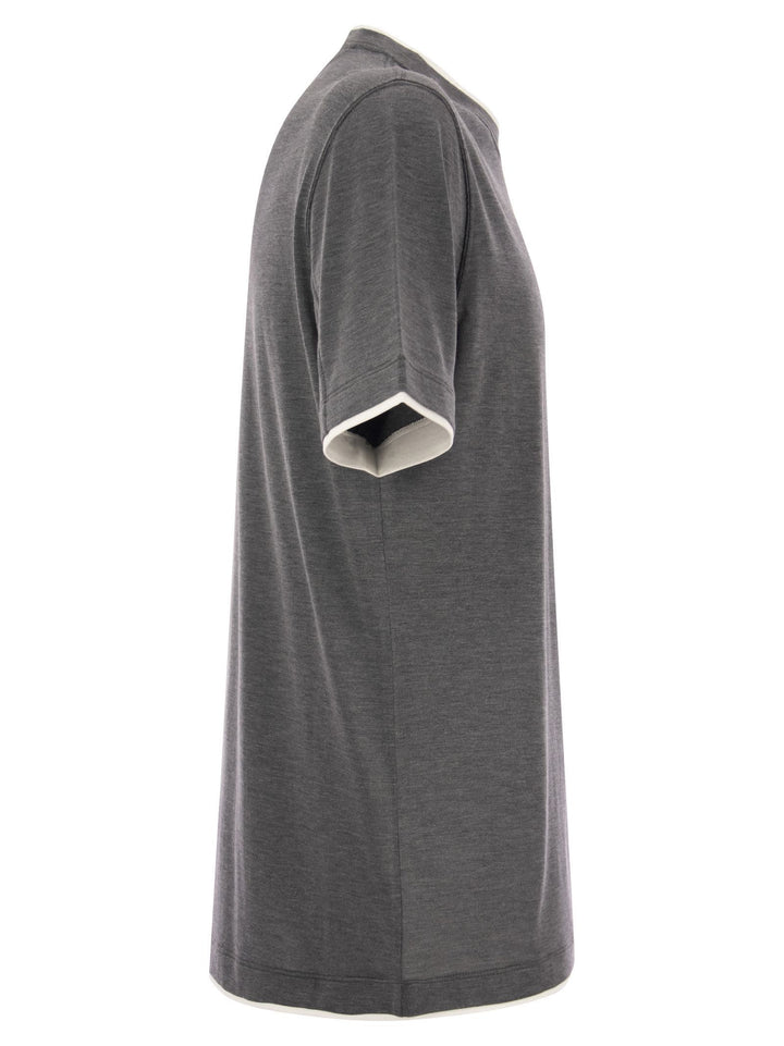 Brunello Cucinelli Men Silk And Cotton T-Shirt