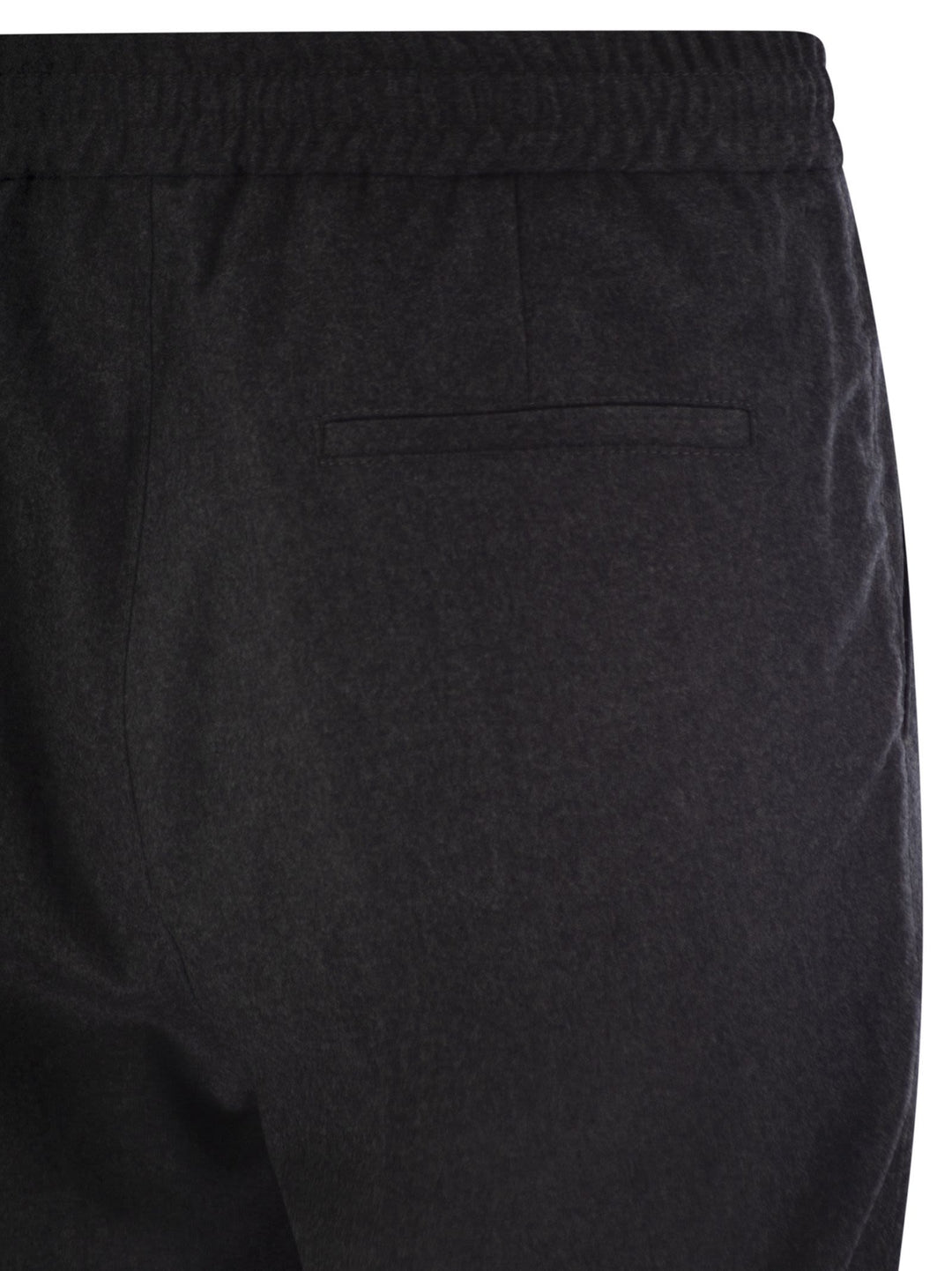 Brunello Cucinelli Men Leisure Fit Trousers In Virgin Wool Flannel With Drawstring And Double Darts