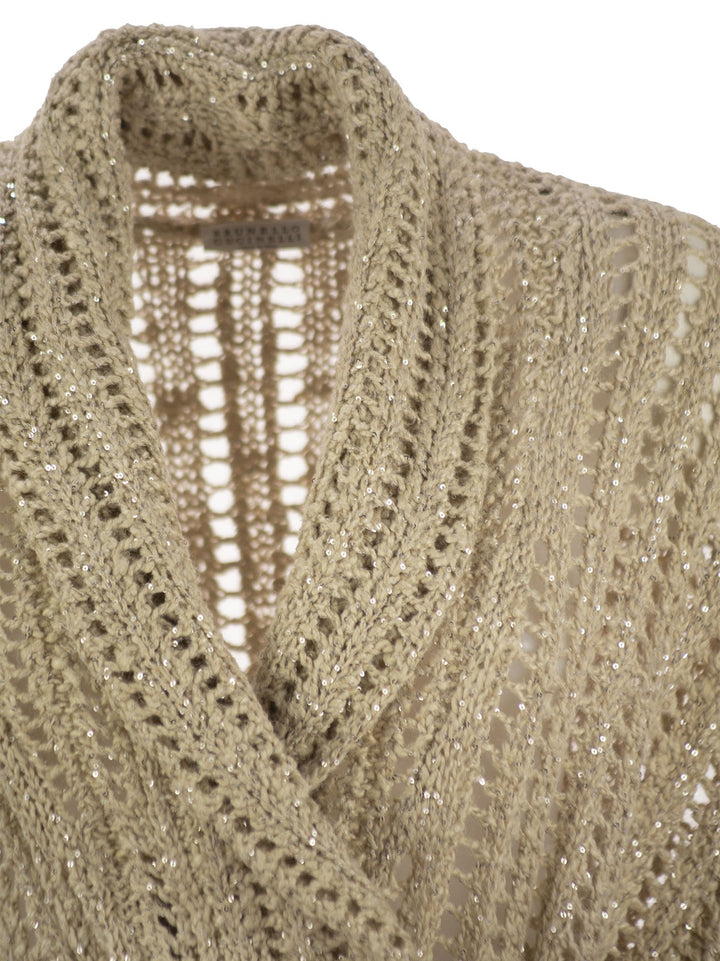 Brunello Cucinelli Women Dazzling Silk And Linen Perforated Rib Cardigan