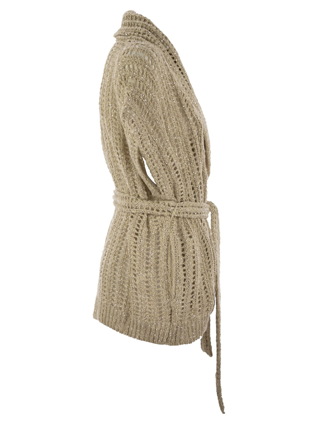 Brunello Cucinelli Women Dazzling Silk And Linen Perforated Rib Cardigan