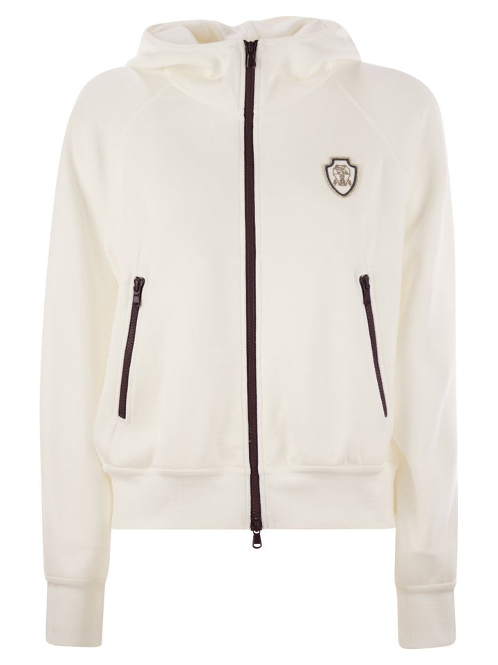 Brunello Cucinelli Women Hooded Techno Cotton Pique Topwear With Logo