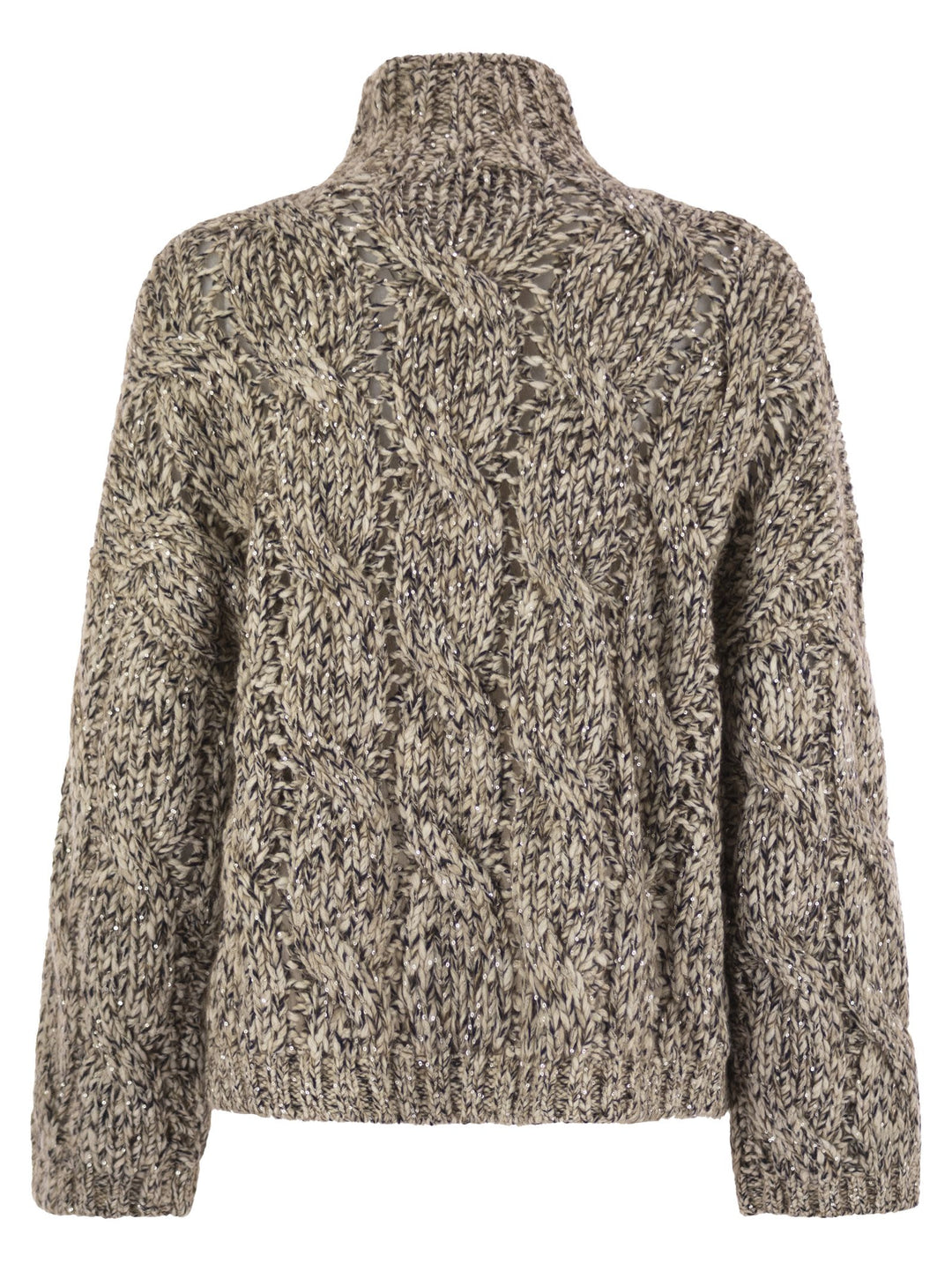 Brunello Cucinelli Women Soft Wool, Cashmere And Mohair Turtleneck Sweater With Braided Design