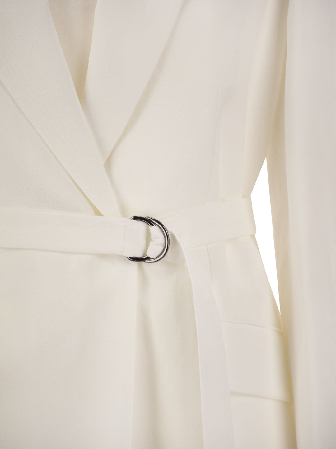 Brunello Cucinelli Women Fluid Viscose And Linen Twill Jacket With Belt And Necklace