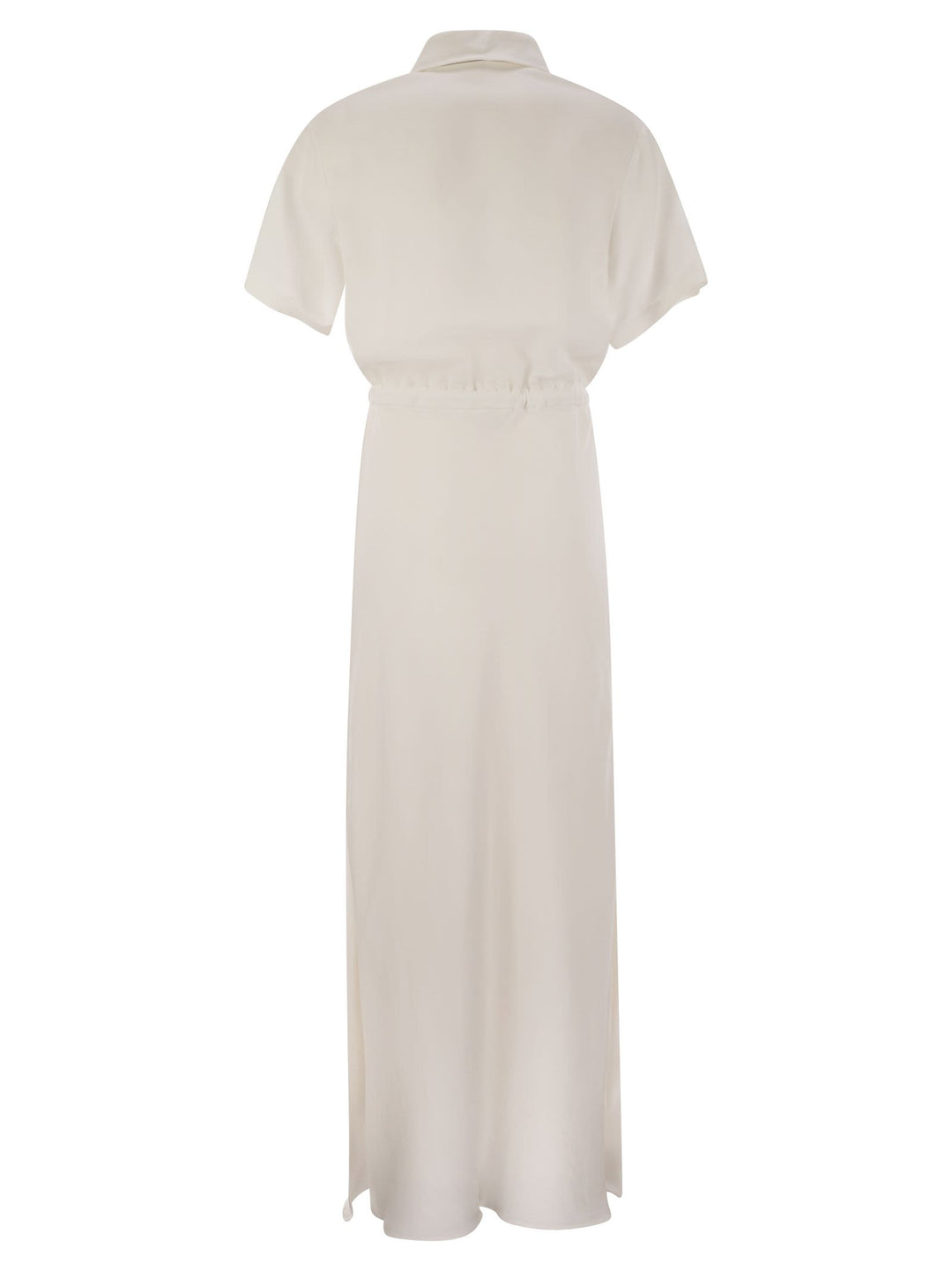 Brunello Cucinelli Women Fluid Viscose And Linen Twill Dress With Necklace