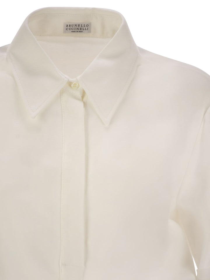 Brunello Cucinelli Women Fluid Viscose And Linen Twill Dress With Necklace