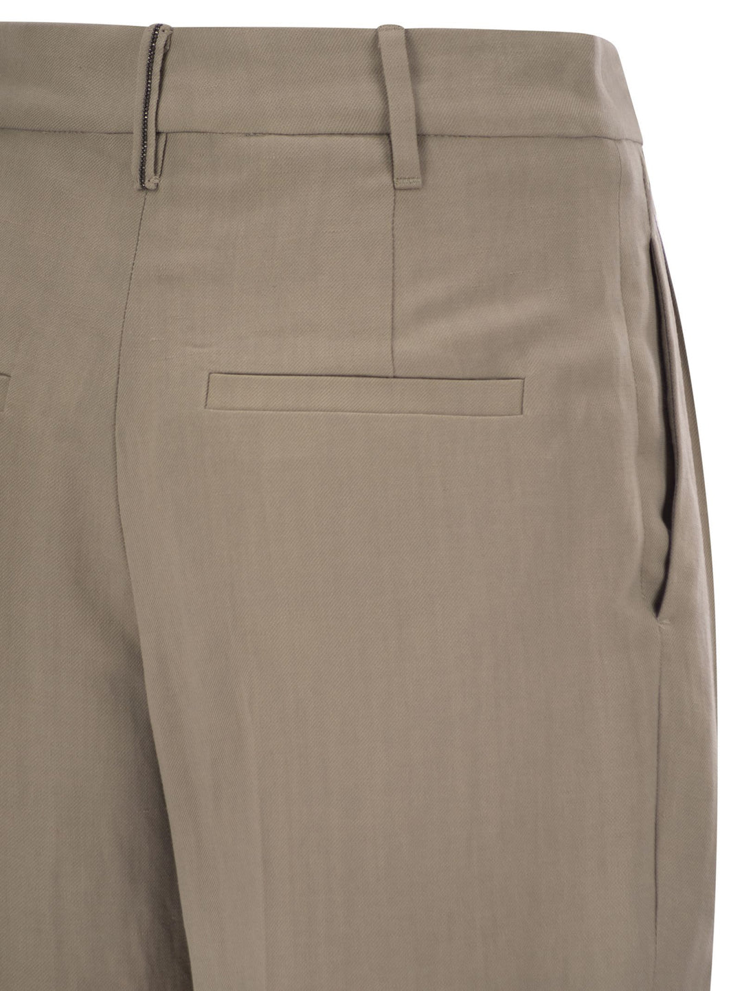Brunello Cucinelli Women Slouchy Trousers In Viscose And Linen Fluid Twill With Moniline