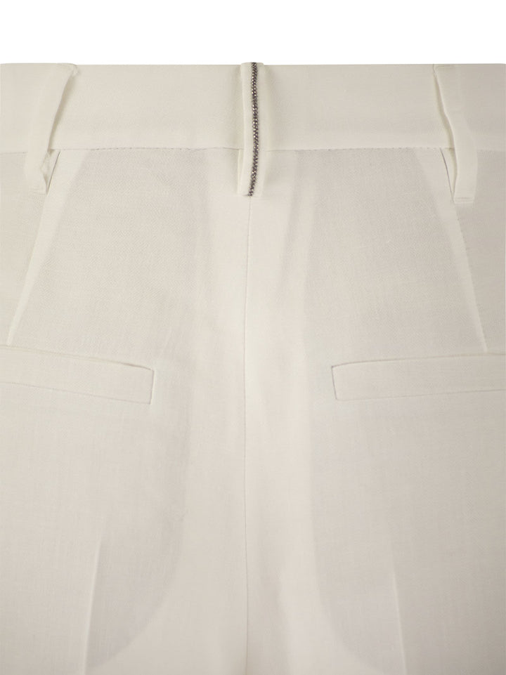 Brunello Cucinelli Women Slouchy Trousers In Viscose And Linen Fluid Twill With Moniline