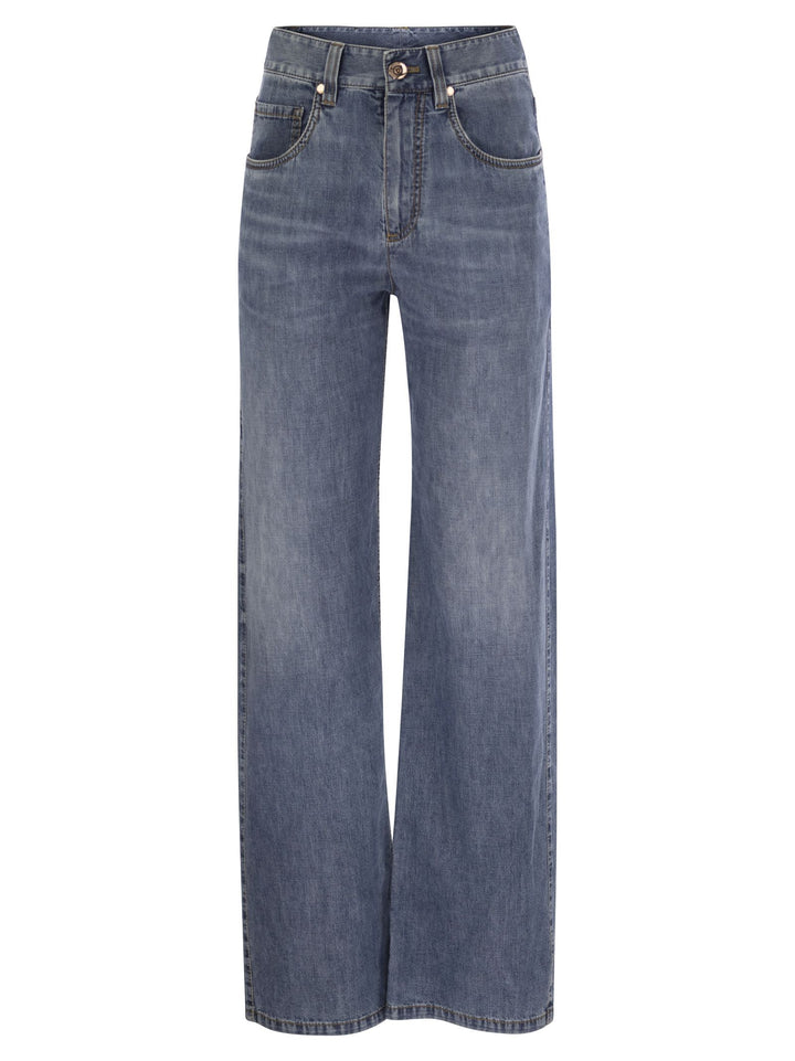 Brunello Cucinelli Women Contemporary Loose Trousers In Lightweight Denim