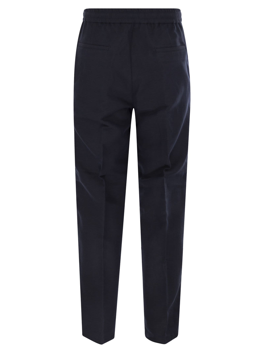 Brunello Cucinelli Men Leisure Fit Trousers In Linen And Cotton Gabardine With Drawstring And Double Darts
