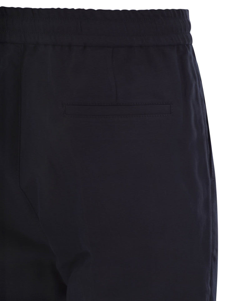 Brunello Cucinelli Men Leisure Fit Trousers In Linen And Cotton Gabardine With Drawstring And Double Darts