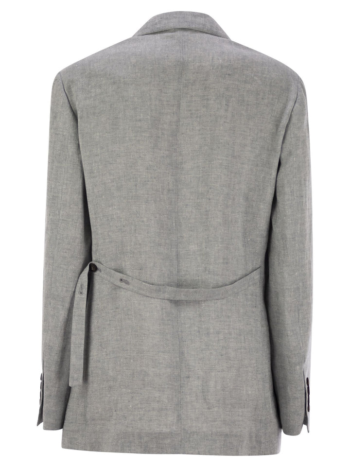 Brunello Cucinelli Women Sparkling Linen Canvas Jacket With Jewellery