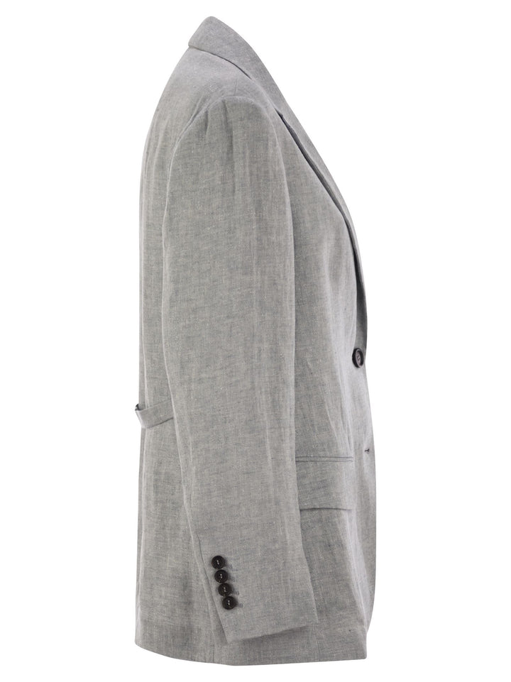Brunello Cucinelli Women Sparkling Linen Canvas Jacket With Jewellery