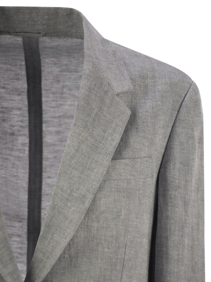 Brunello Cucinelli Women Sparkling Linen Canvas Jacket With Jewellery