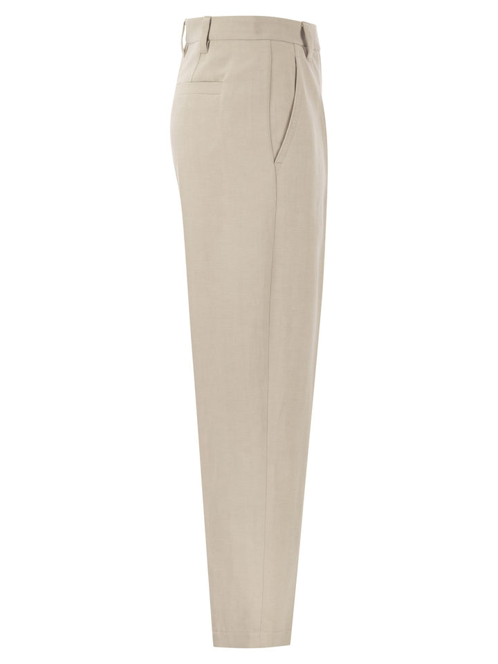 Brunello Cucinelli Women Curved Viscose And Linen Trousers