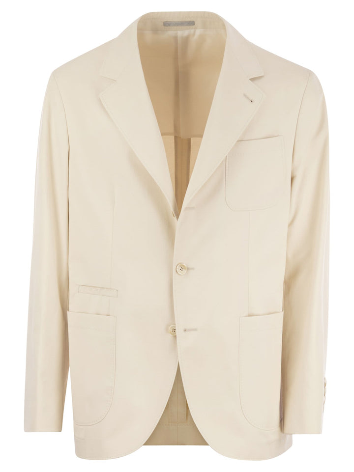 Brunello Cucinelli Men Cotton And Cashmere Deconstructed Jacket With Patch Pockets