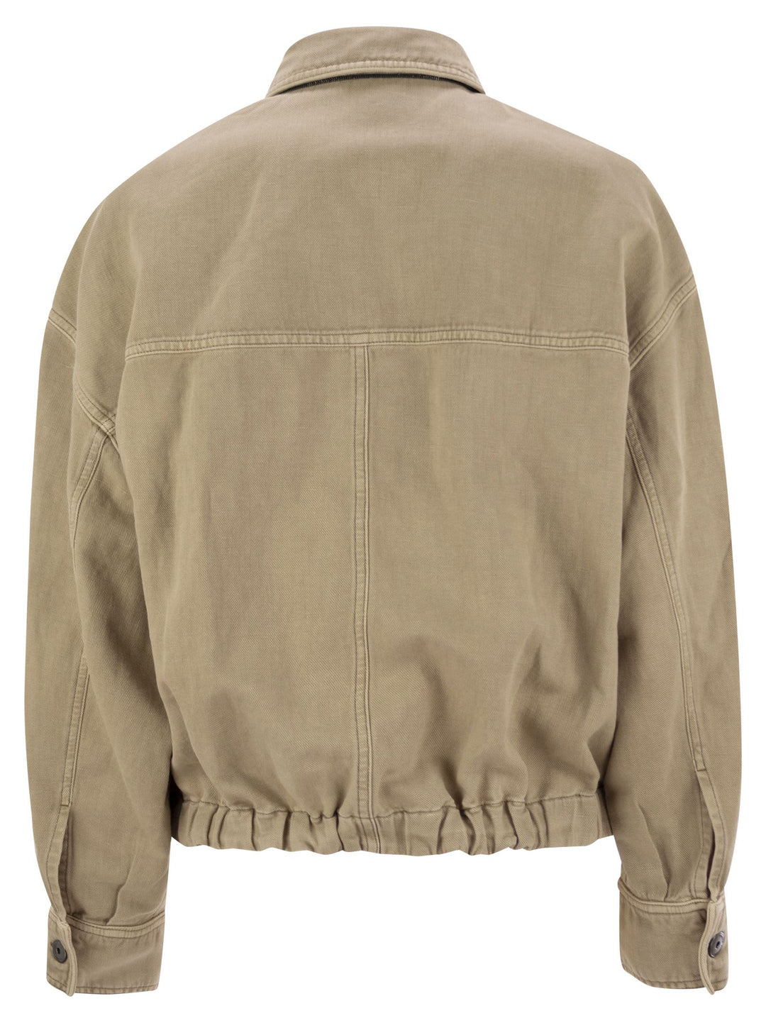 Brunello Cucinelli Women Four-Pocket Jacket In Garment-Dyed Cotton-Linen Cover-Up With Moniline