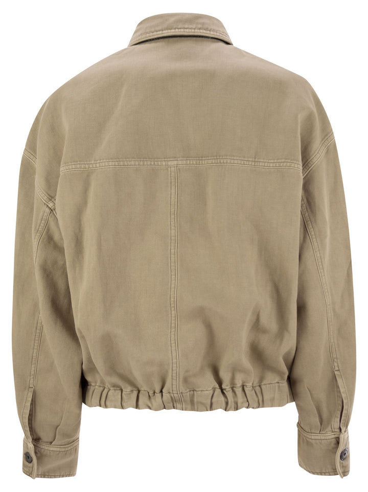 Brunello Cucinelli Women Four-Pocket Jacket In Garment-Dyed Cotton-Linen Cover-Up With Moniline