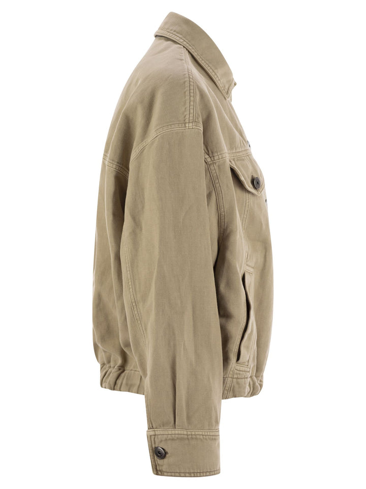 Brunello Cucinelli Women Four-Pocket Jacket In Garment-Dyed Cotton-Linen Cover-Up With Moniline