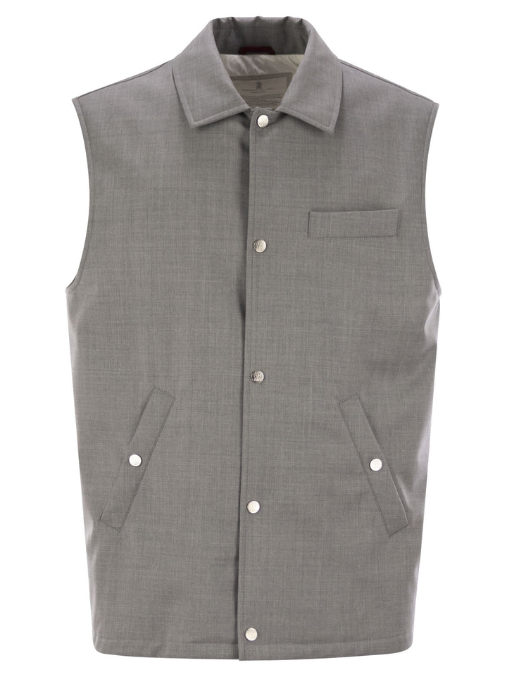 Brunello Cucinelli Men Sleeveless Jacket In Virgin Wool