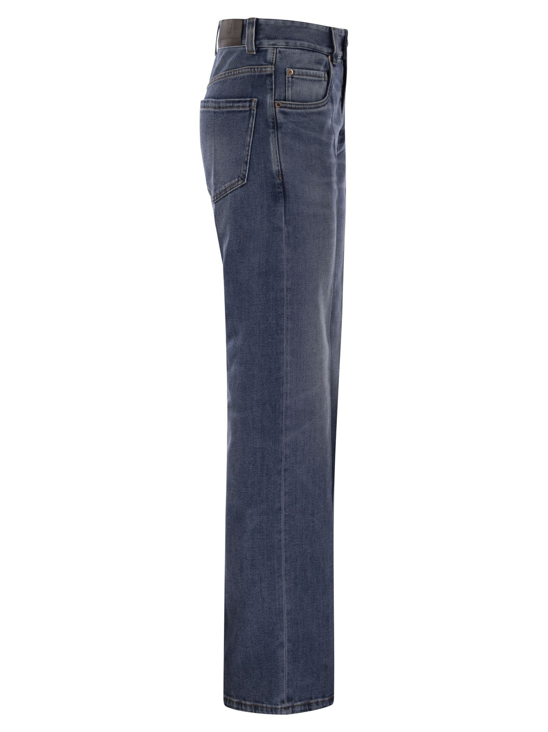 Brunello Cucinelli Women Contemporary Loose Trousers In Comfort Cotton Denim With Jewellery