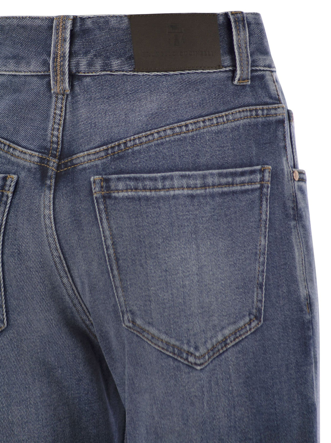 Brunello Cucinelli Women Contemporary Loose Trousers In Comfort Cotton Denim With Jewellery