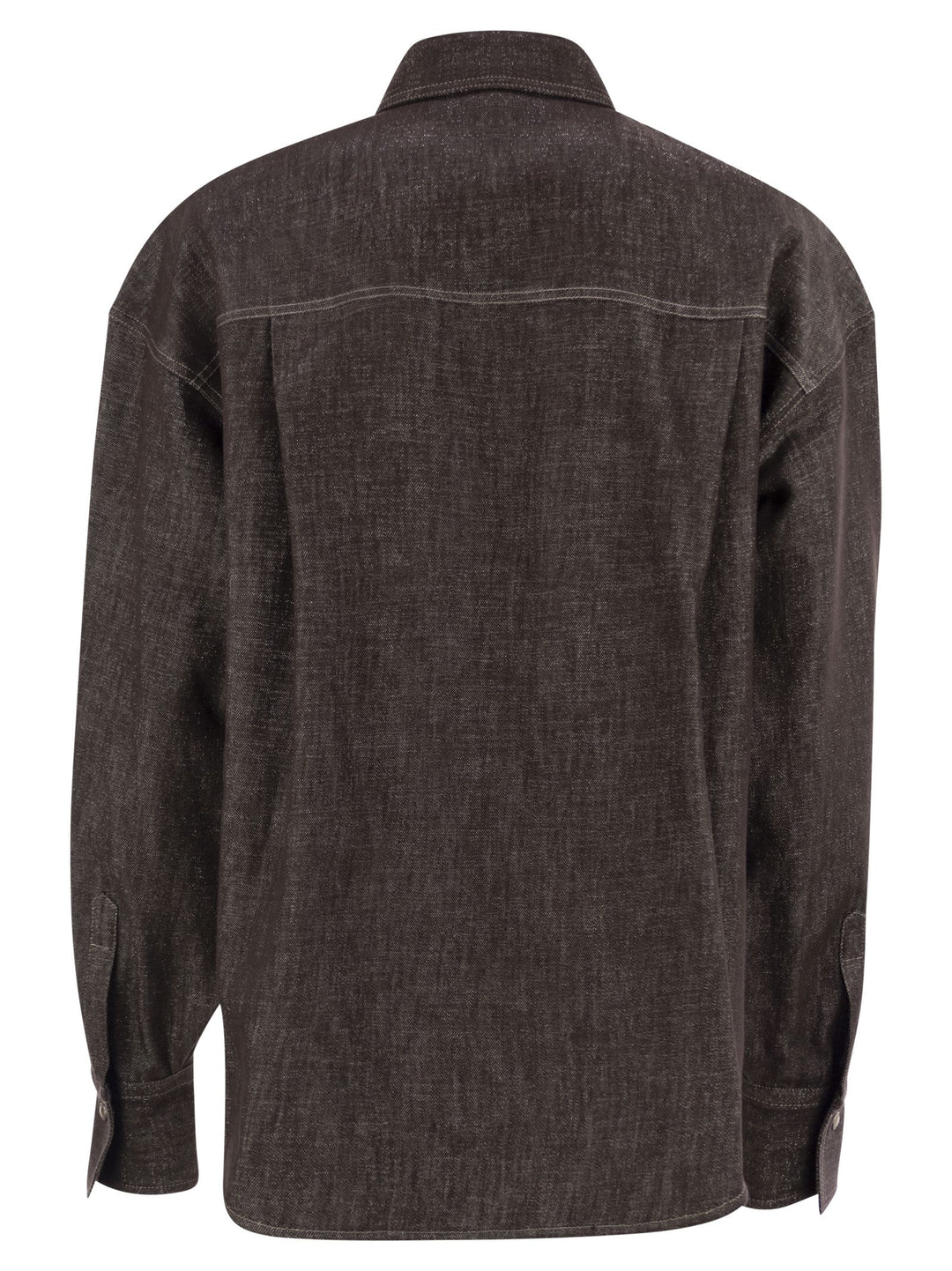 Brunello Cucinelli Women Sparkling No-Fade Denim Shirt With Shiny Flap Detail