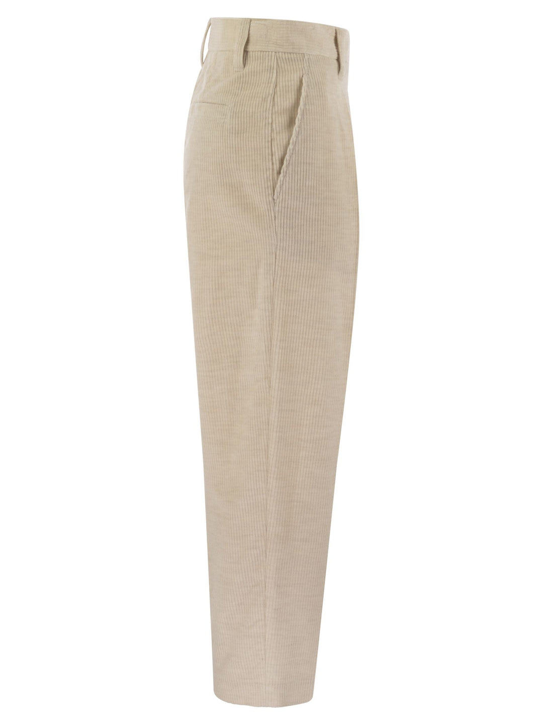 Brunello Cucinelli Women Striped Canvas Trousers In Viscose And Comfort Cotton With Necklace
