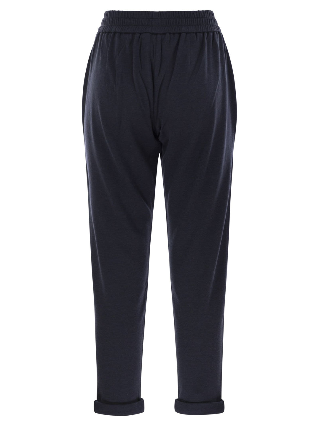 Brunello Cucinelli Women Cotton And Silk Interlock Trousers With Shiny Pocket Detail