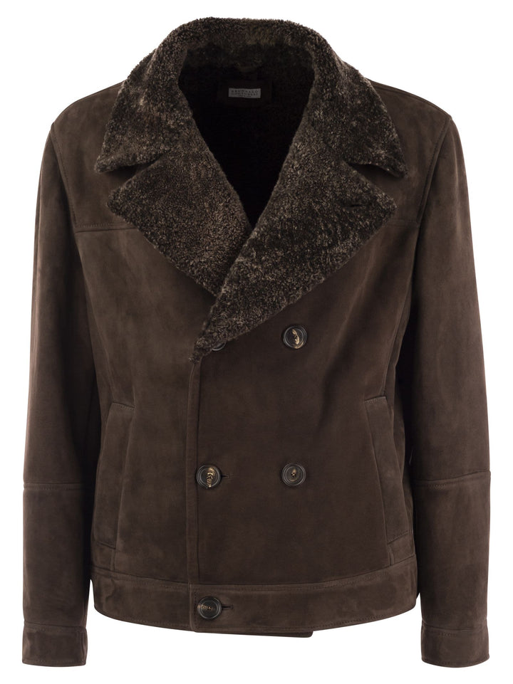 Brunello Cucinelli Men Double-Breasted Shearling Outerwear