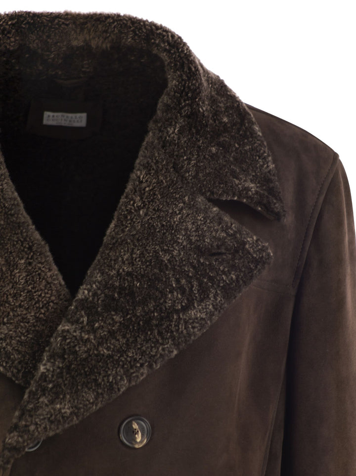 Brunello Cucinelli Men Double-Breasted Shearling Outerwear