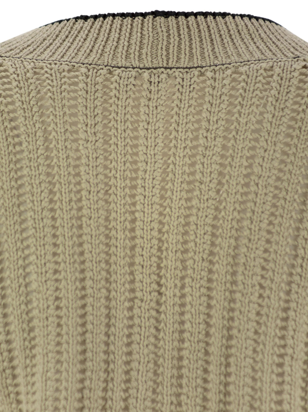 Brunello Cucinelli Women Perforated Rib Cotton Knit Cardigan With Jewellery