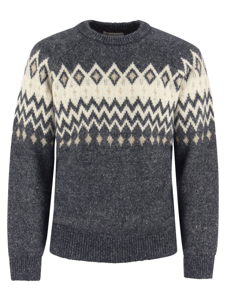 Brunello Cucinelli Men Icelandic Jacquard Buttoned Sweater In Alpaca, Cotton And Wool