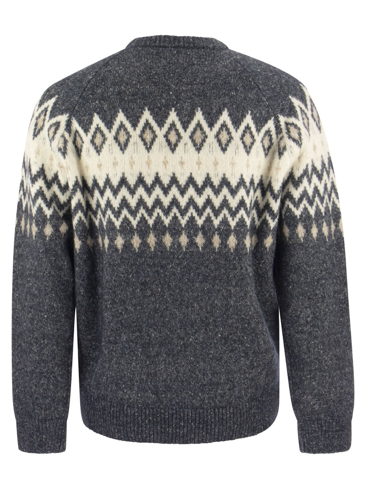 Brunello Cucinelli Men Icelandic Jacquard Buttoned Sweater In Alpaca, Cotton And Wool