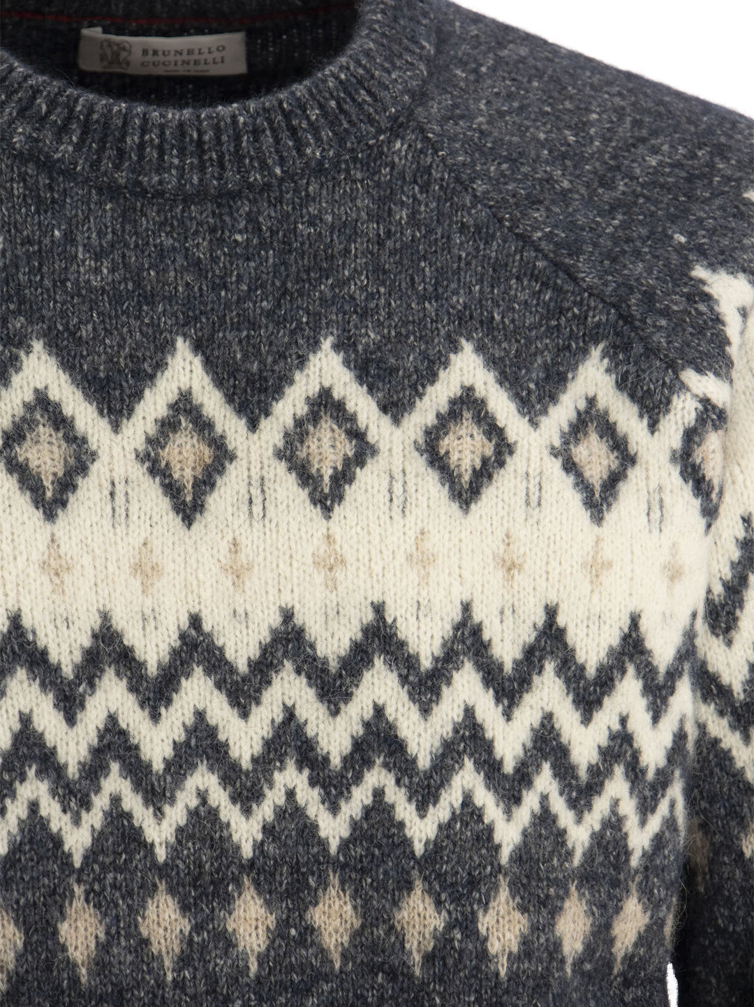Brunello Cucinelli Men Icelandic Jacquard Buttoned Sweater In Alpaca, Cotton And Wool