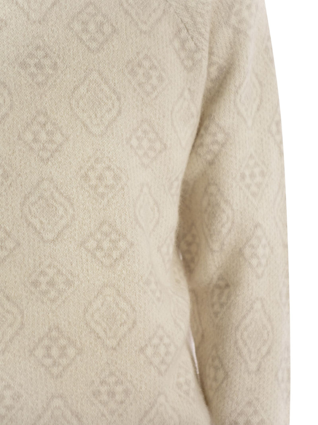Brunello Cucinelli Men Geometric Jacquard Turtleneck Sweater In Alpaca, Cotton And Wool