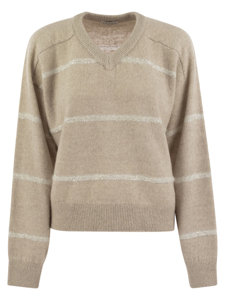 Brunello Cucinelli Women Alpaca, Cotton And Wool Sweater With Sequins