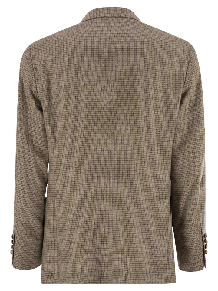 Brunello Cucinelli Men One-And-A-Half Breasted Deconstructed Jacket In Checked Flannel