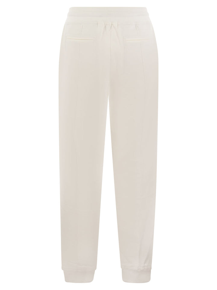 Brunello Cucinelli Men Cotton Fleece Trousers With Crête And Elasticated Hem