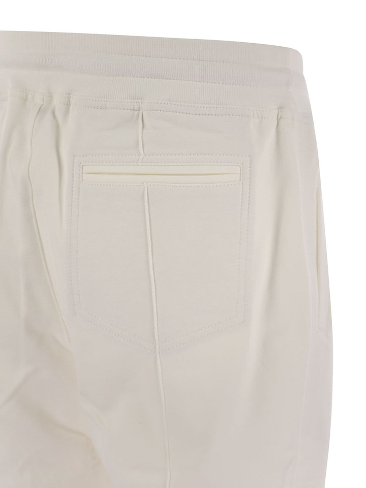 Brunello Cucinelli Men Cotton Fleece Trousers With Crête And Elasticated Hem
