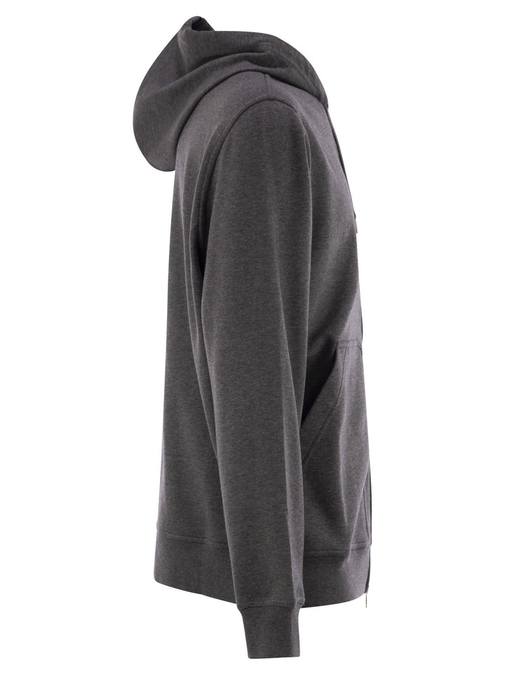 Brunello Cucinelli Men Cotton Fleece Topwear With Zip And Hood