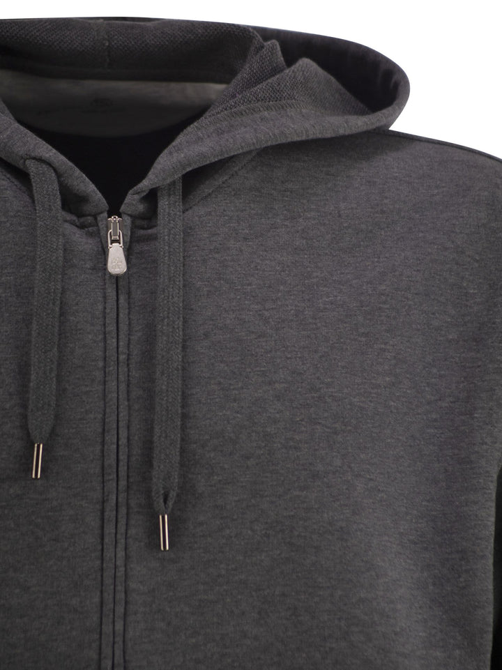 Brunello Cucinelli Men Cotton Fleece Topwear With Zip And Hood