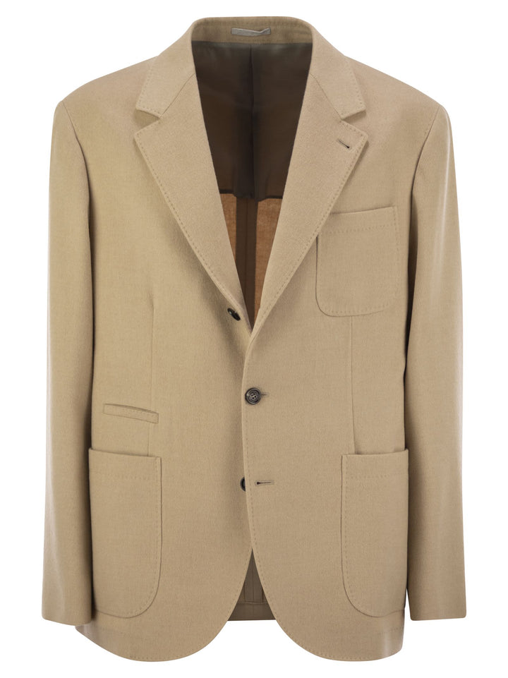 Brunello Cucinelli Men Camel Jacket With Patch Pockets