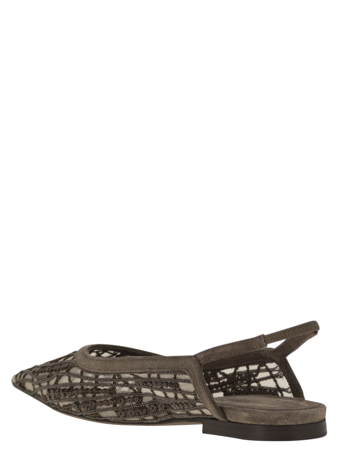 Brunello Cucinelli Women Sandal With Sparkling Abstract Embroidery In Suede