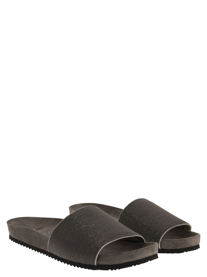Brunello Cucinelli Women Precious Lignite Slippers
