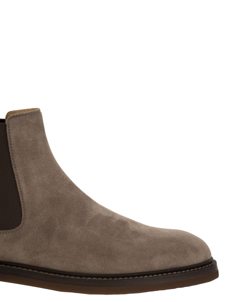 Brunello Cucinelli Men Chelsea Boot In Suede