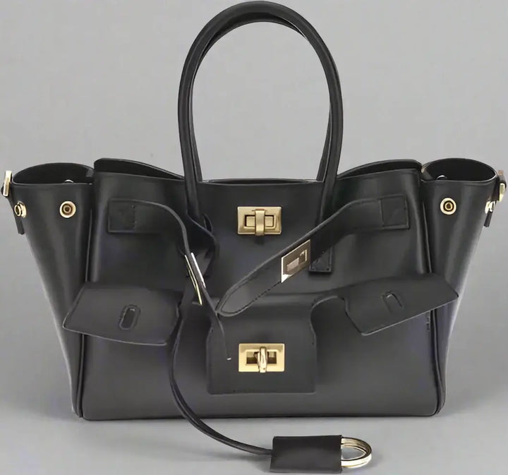 BALENCIAGA black leather Bel Air mini Handbag