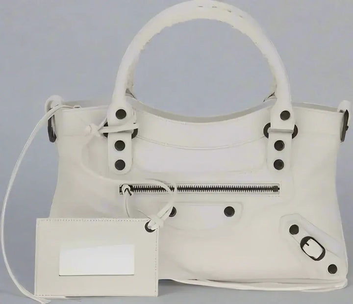 BALENCIAGA women's white leather Le City First Handbag
