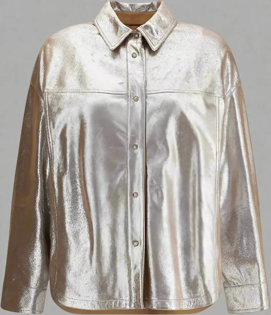 Silver metallic shirt on a white background
