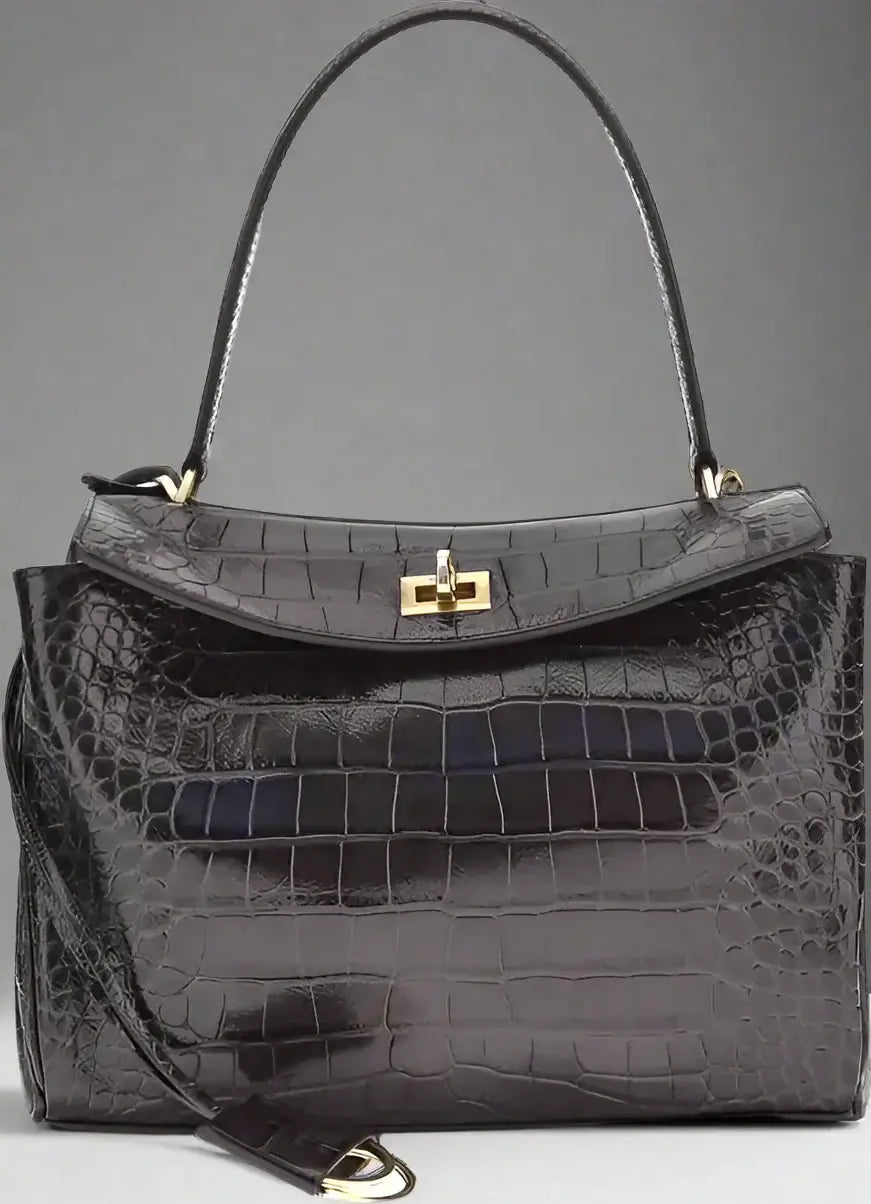 BALENCIAGA Rodeo Shoulder Bag in crocodile-print leather